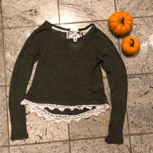 Green lace sweater